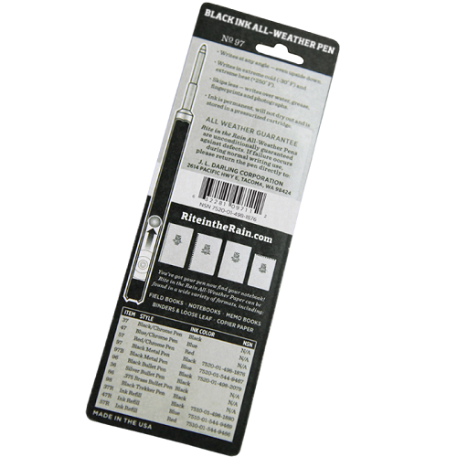 Rite in the Rain All-Weather Clicker Pen Metaal Zwart