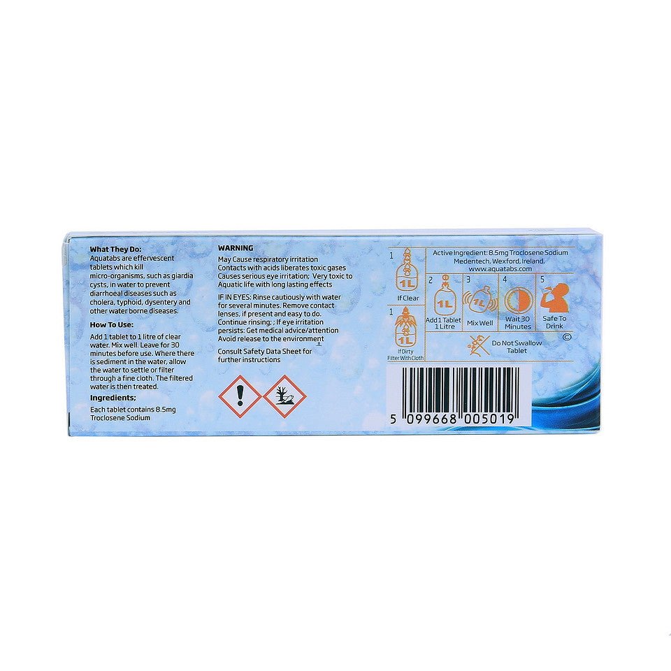 Aquatabas Waterzuiveringstabletten 50 pcs - Waterfilter - Broer Outdoor - 5099668005019