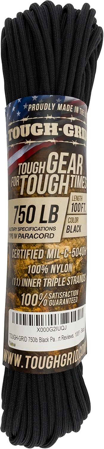 TOUGH-GRID 750 Paracord Type IV 30 meter Zwart