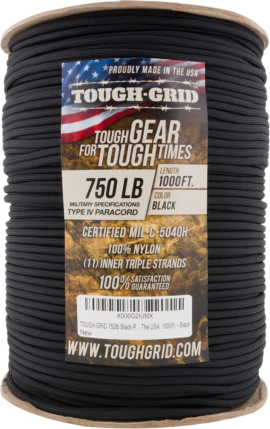 TOUGH-GRID 750 Paracord Type IV 305 meter Zwart
