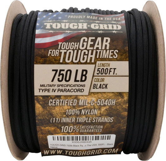 TOUGH-GRID 750 Paracord Type IV 152 meter Zwart