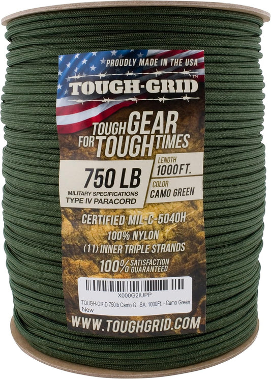 TOUGH-GRID 750 Paracord Type IV 305 meter Camo Green