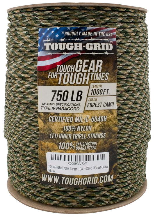 TOUGH-GRID 750 Paracord Type IV 305 meter Forest Camo