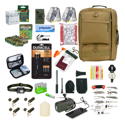 Noodpakket Premium 1 Persoon volgens Overheidsadvies met noodbenodigdheden en uitrusting voor 72 uur zelfredzaamheid