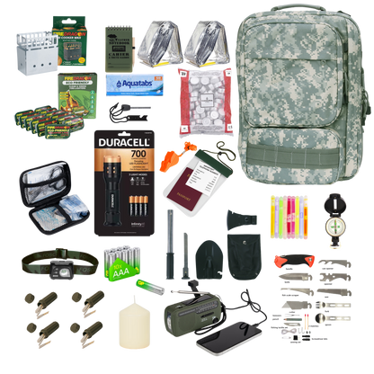 Kit d'urgence Premium 1 personne (25 pièces) selon les recommandations gouvernementales