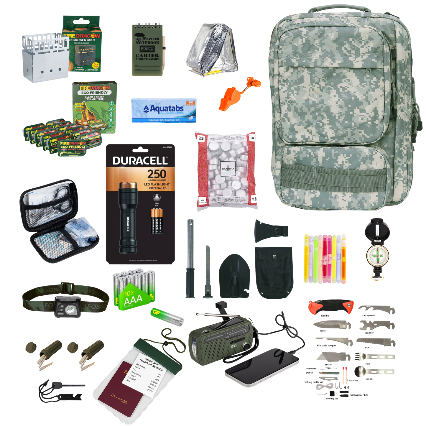 Noodpakket 1 Persoon Compleet volgens Overheidsadvies 21 -delig