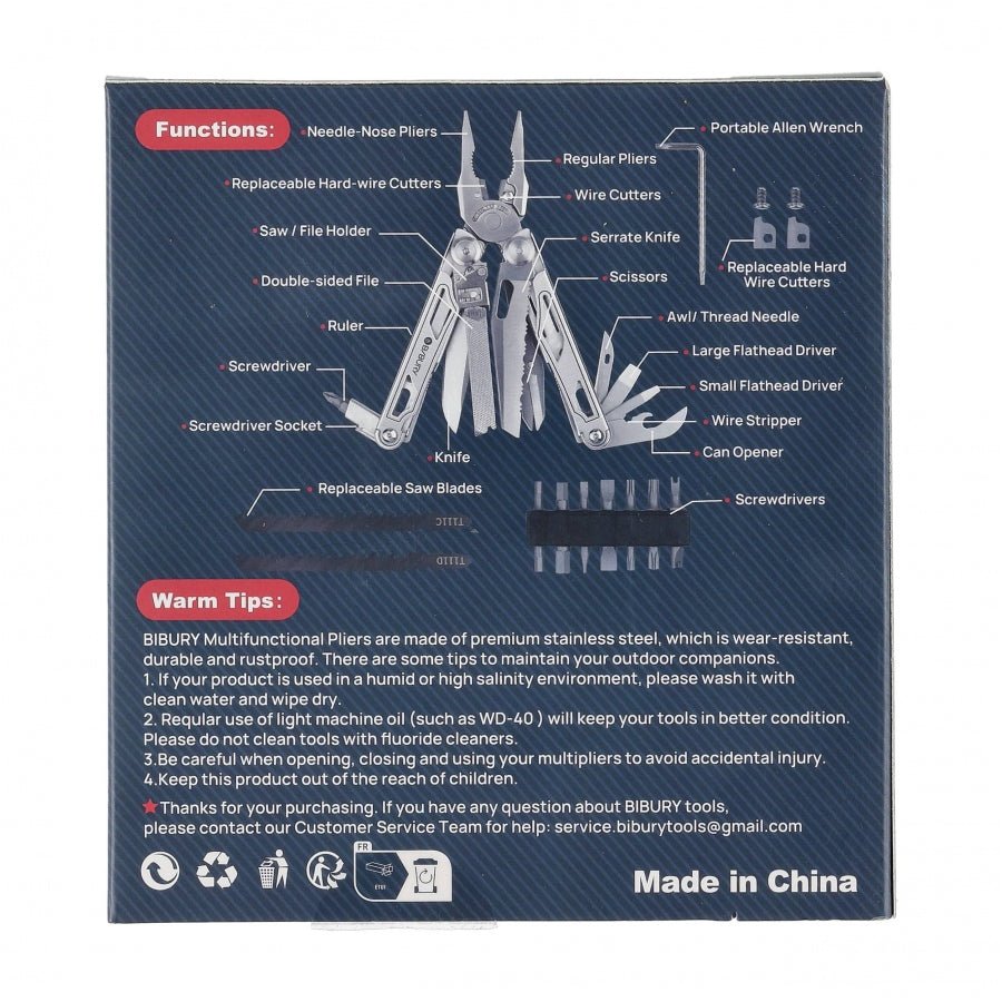 Bibury Pro Multitool 19 delig - Multitool - Broer Outdoor - 5906501202545