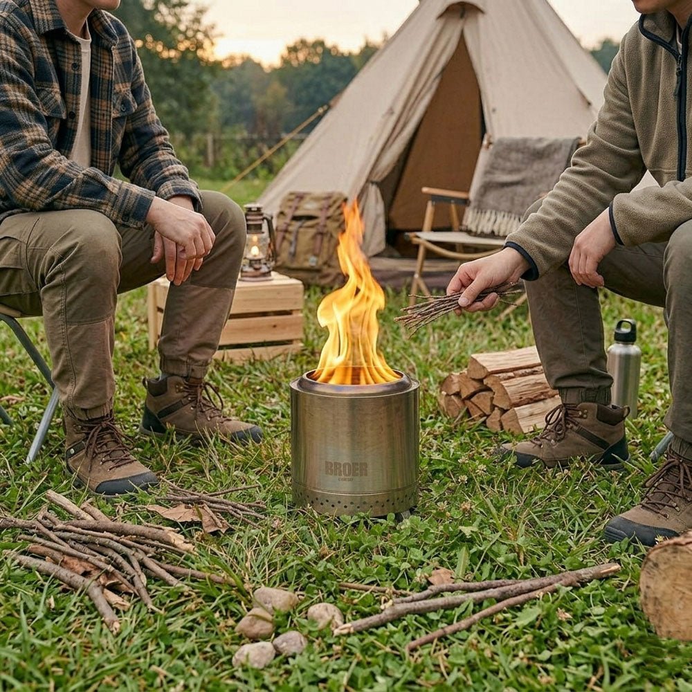 Broer Outdoor® Vortex Vuurkorf RVS met Grillrooster 22Ø - Vuurkorf - Broer Outdoor - 8785350674751