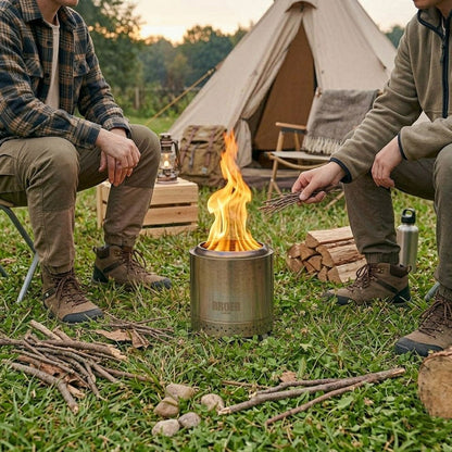 Broer Outdoor® Vortex Vuurkorf RVS met Grillrooster 22Ø - Vuurkorf - Broer Outdoor - 8785350674751