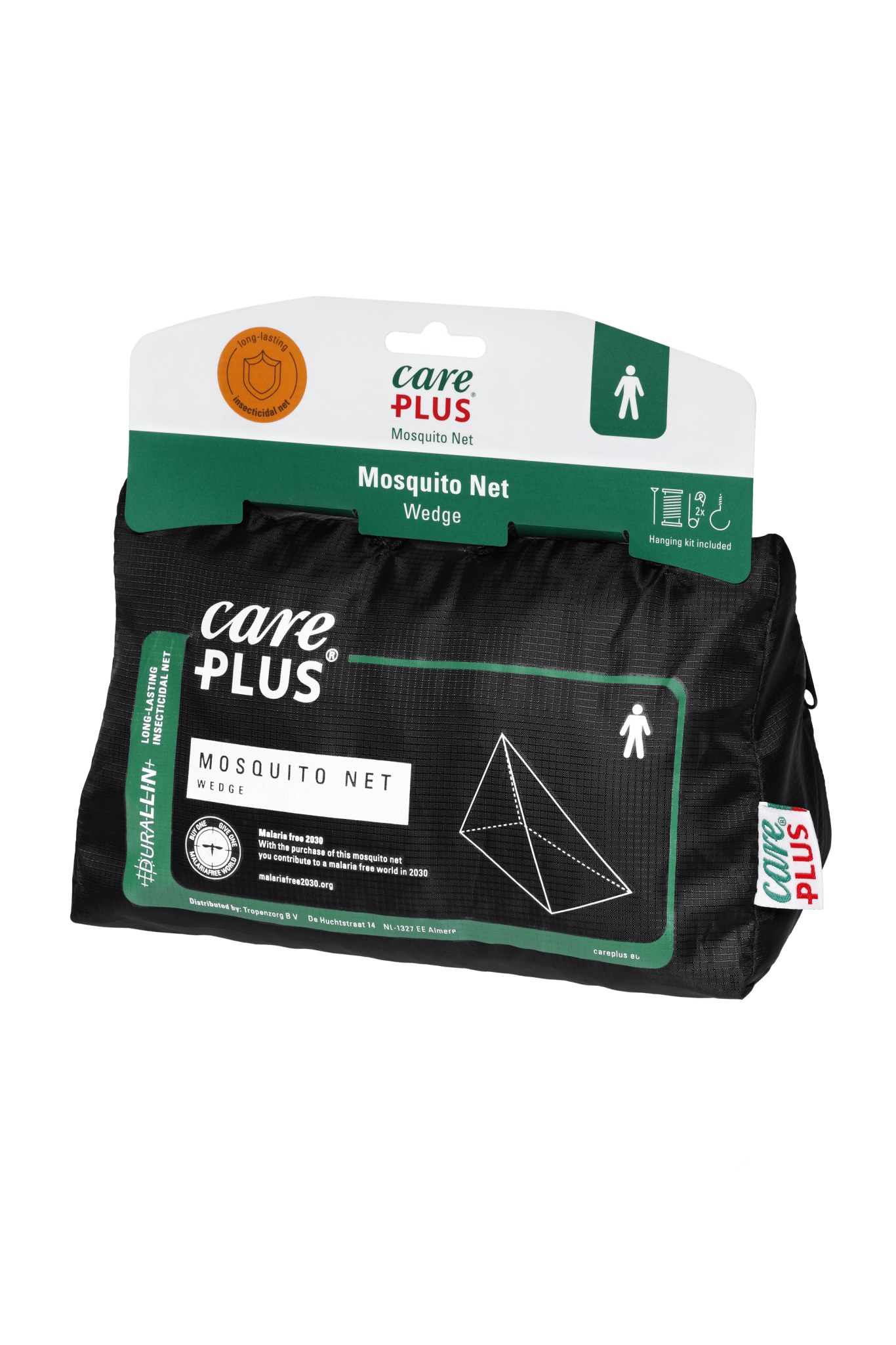 Care Plus® Mosquito Net Wedge Duralin® 1 - persoons klamboe - Mosquito Nets / Impregnated - Broer Outdoor - 8714024337074