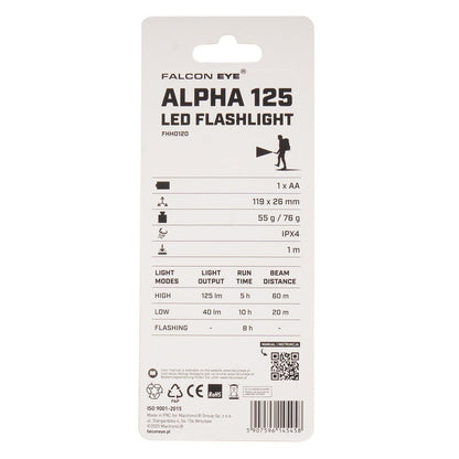 Falcon Eye LED Zaklamp Alpha 125 lm - Zaklamp - Broer Outdoor - 5907596145458
