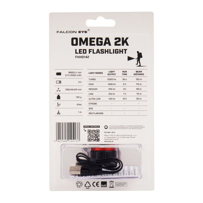 Falcon Eye LED Zaklamp Omega 2000 lm - Zaklamp - Broer Outdoor - 5907596145137