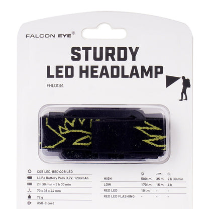 Falcon Eye Sturdy hoofdlamp 500 lm - Hoofdlamp - Broer Outdoor - 5907596142518