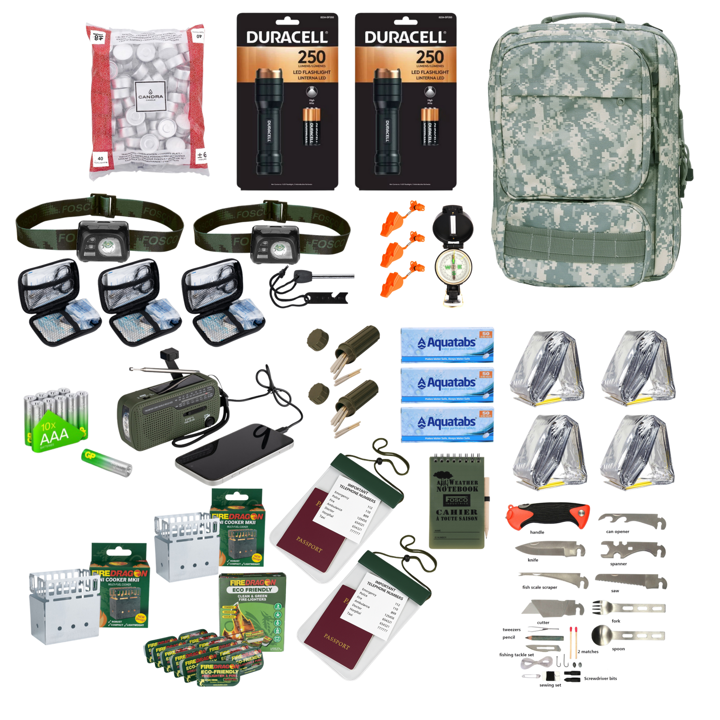 Noodpakket Gezin Essentials Basisbenodigdheden voor een Gezin - 33 delig - Noodpakket - Broer Outdoor - 8785350671835