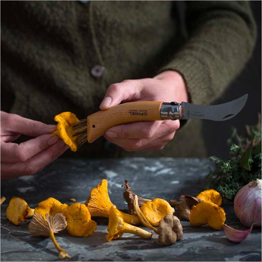 Opinel N°08 paddenstoelenmes zakmes met borstel en Virobloc - Vouwmes - Broer Outdoor - 3123840012501