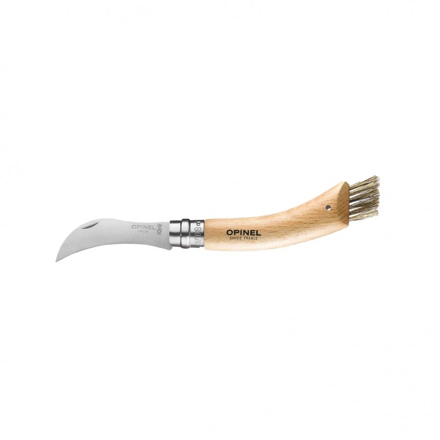 Opinel N°08 paddenstoelenmes zakmes met borstel en Virobloc - Vouwmes - Broer Outdoor - 3123840012501