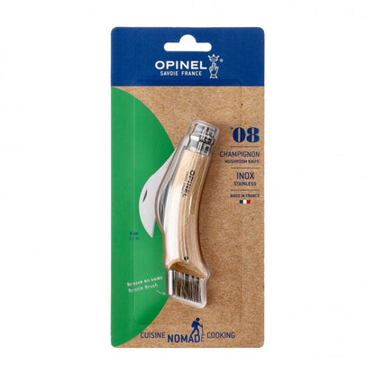 Opinel N°08 paddenstoelenmes zakmes met borstel en Virobloc - Vouwmes - Broer Outdoor - 3123840012501
