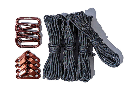Pro Scheerlijnen Set met Aluminium Spanners & Karabijnhaken 4 stuks - Tentonderdelen - Broer Outdoor - 5407012610824